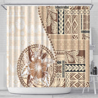 Samoa Siapo Elegant Shower Curtain Hibiscus Beige Motifs - Polynesian Pride