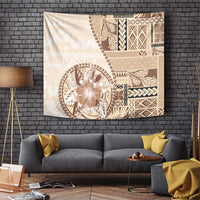Samoa Siapo Elegant Tapestry Hibiscus Beige Motifs - Polynesian Pride