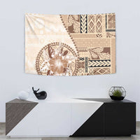 Samoa Siapo Elegant Tapestry Hibiscus Beige Motifs - Polynesian Pride