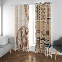 Samoa Siapo Elegant Window Curtain Hibiscus Beige Motifs - Polynesian Pride