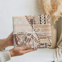 Samoa Siapo Elegant Wrapping Paper Hibiscus Beige Motifs - Polynesian Pride