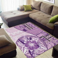 Samoa Siapo Elegant Area Rug Hibiscus Violet Motifs - Polynesian Pride