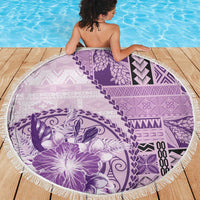 Samoa Siapo Elegant Beach Blanket Hibiscus Violet Motifs - Polynesian Pride
