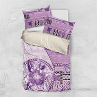 Samoa Siapo Elegant Bedding Set Hibiscus Violet Motifs - Polynesian Pride