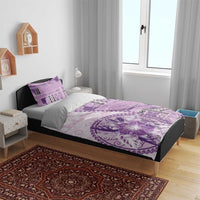 Samoa Siapo Elegant Bedding Set Hibiscus Violet Motifs - Polynesian Pride