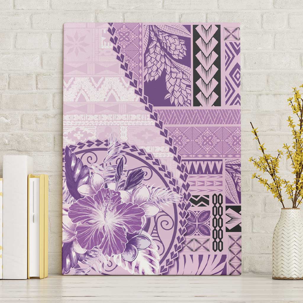 Samoa Siapo Elegant Canvas Wall Art Hibiscus Violet Motifs - Polynesian Pride