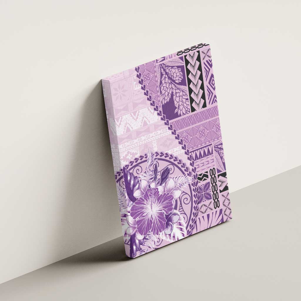 Samoa Siapo Elegant Canvas Wall Art Hibiscus Violet Motifs - Polynesian Pride