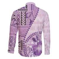 Samoa Siapo Elegant Family Matching Tank Maxi Dress and Hawaiian Shirt Hibiscus Violet Motifs - Polynesian Pride