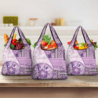 Samoa Siapo Elegant Grocery Bag Hibiscus Violet Motifs - Polynesian Pride