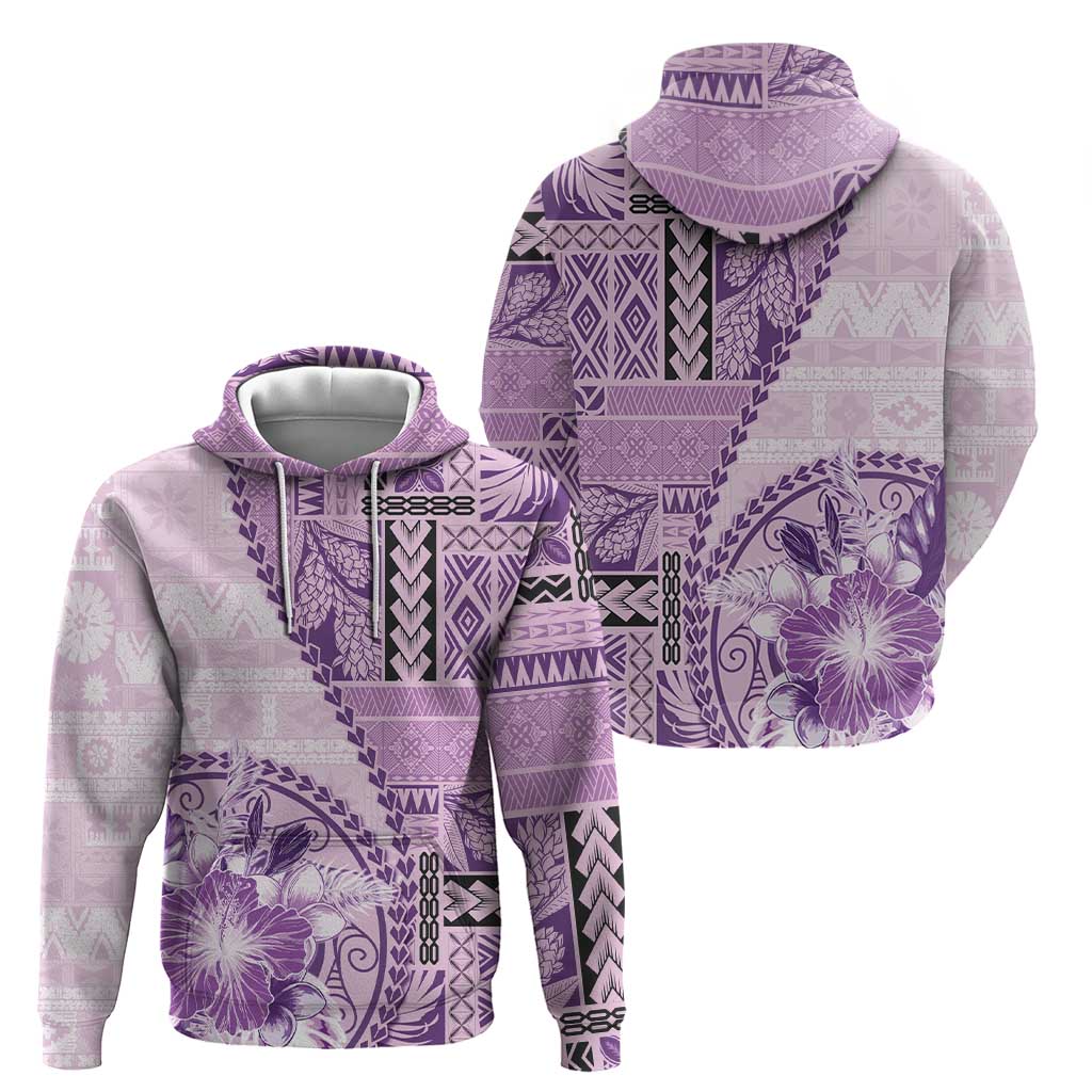 Samoa Siapo Elegant Hoodie Hibiscus Violet Motifs - Polynesian Pride