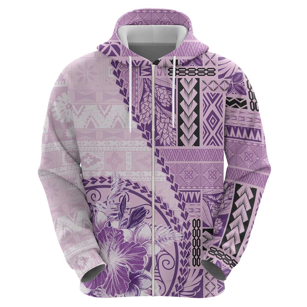 Samoa Siapo Elegant Hoodie Hibiscus Violet Motifs - Polynesian Pride
