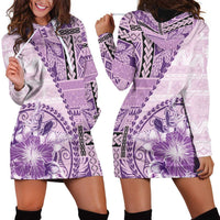 Samoa Siapo Elegant Hoodie Dress Hibiscus Violet Motifs - Polynesian Pride