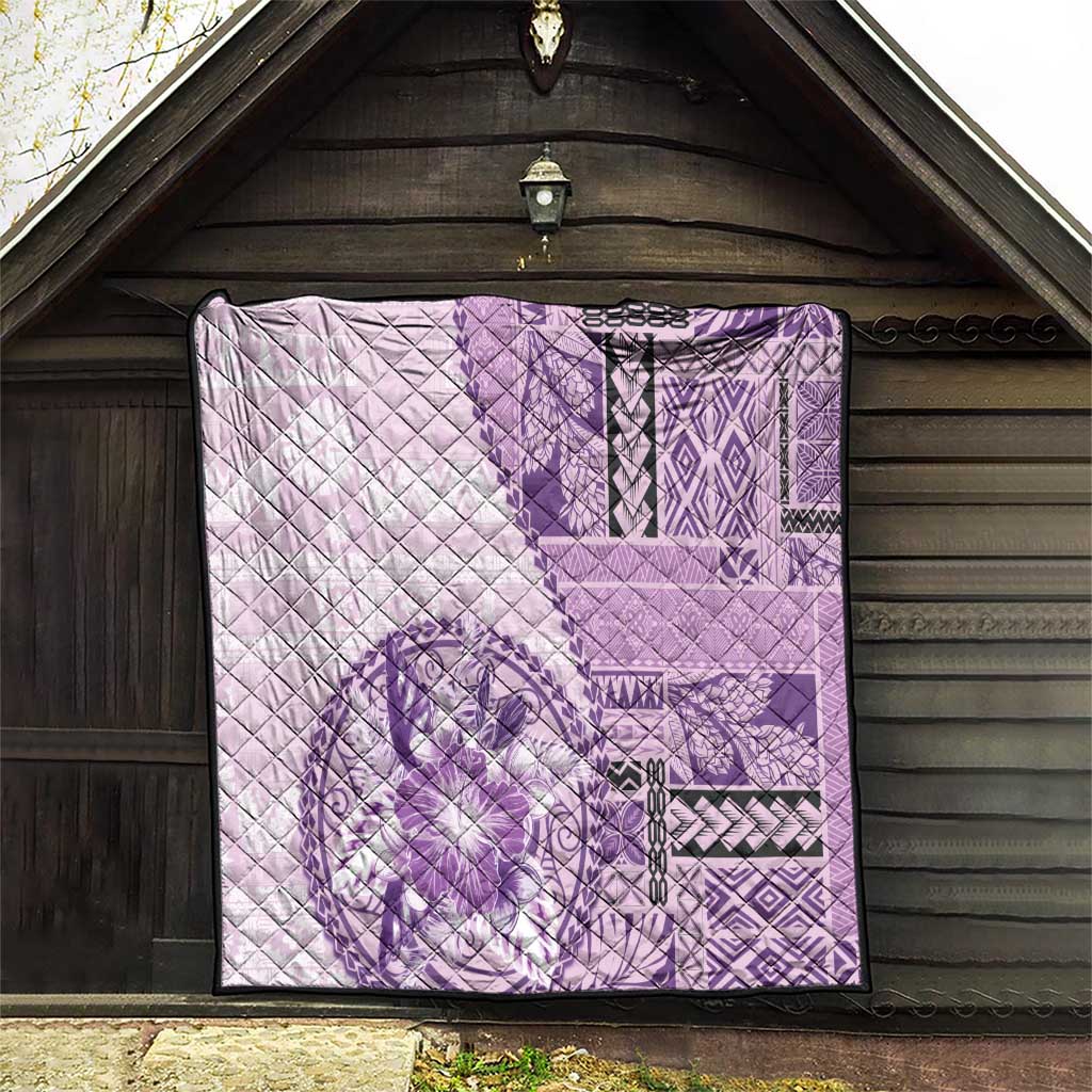 Samoa Siapo Elegant Quilt Hibiscus Violet Motifs - Polynesian Pride