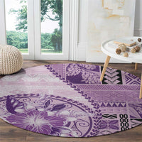 Samoa Siapo Elegant Round Carpet Hibiscus Violet Motifs - Polynesian Pride