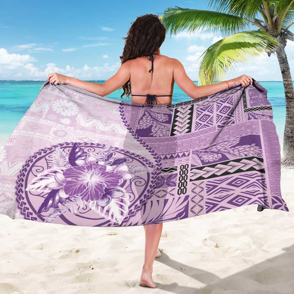 Samoa Siapo Elegant Sarong Hibiscus Violet Motifs - Polynesian Pride