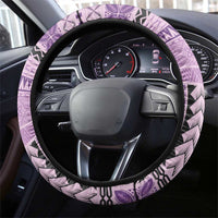Samoa Siapo Elegant Steering Wheel Cover Hibiscus Violet Motifs - Polynesian Pride