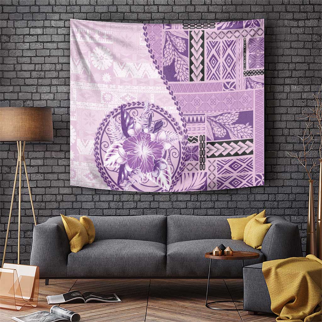 Samoa Siapo Elegant Tapestry Hibiscus Violet Motifs - Polynesian Pride