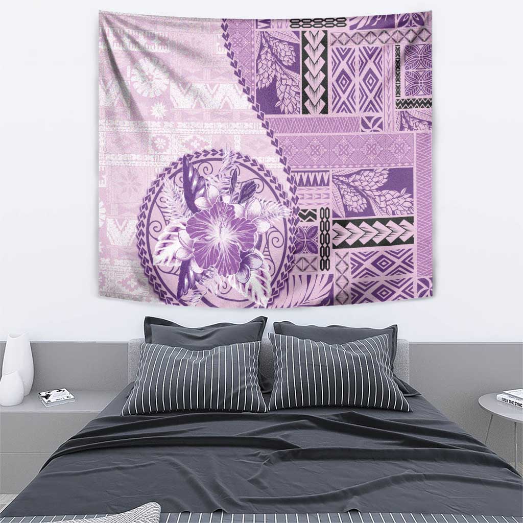 Samoa Siapo Elegant Tapestry Hibiscus Violet Motifs - Polynesian Pride
