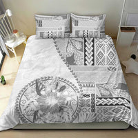 Samoa Siapo Elegant Bedding Set Hibiscus White Motifs - Polynesian Pride