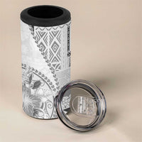 Samoa Siapo Elegant 4 in 1 Can Cooler Tumbler Hibiscus White Motifs - Polynesian Pride