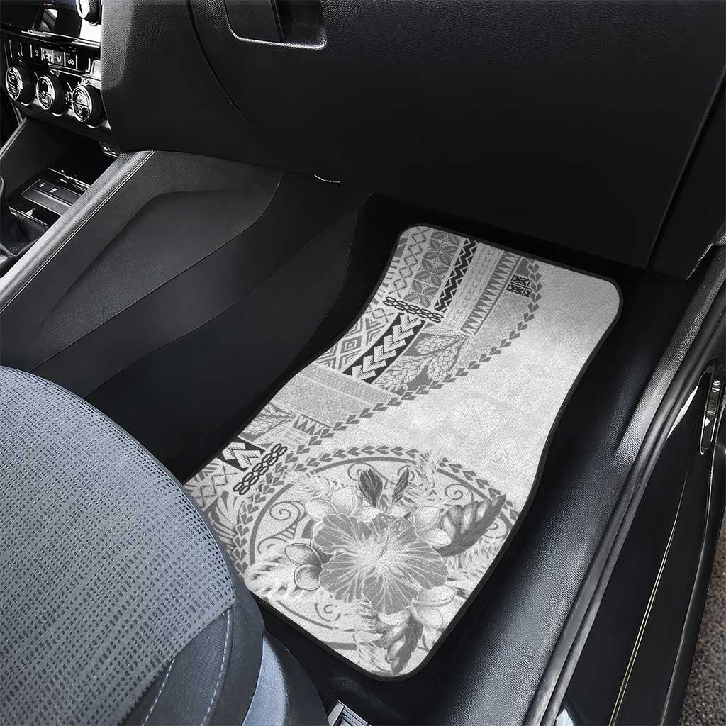 Samoa Siapo Elegant Car Mats Hibiscus White Motifs - Polynesian Pride