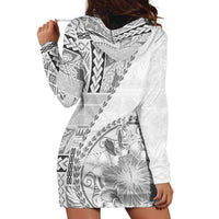 Samoa Siapo Elegant Hoodie Dress Hibiscus White Motifs - Polynesian Pride