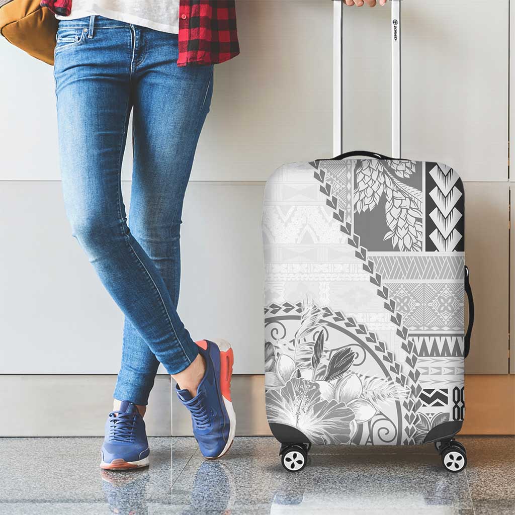 Samoa Siapo Elegant Luggage Cover Hibiscus White Motifs - Polynesian Pride