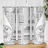 Samoa Siapo Elegant Skinny Tumbler Hibiscus White Motifs - Polynesian Pride