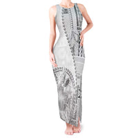 Samoa Siapo Elegant Tank Maxi Dress Hibiscus White Motifs - Polynesian Pride
