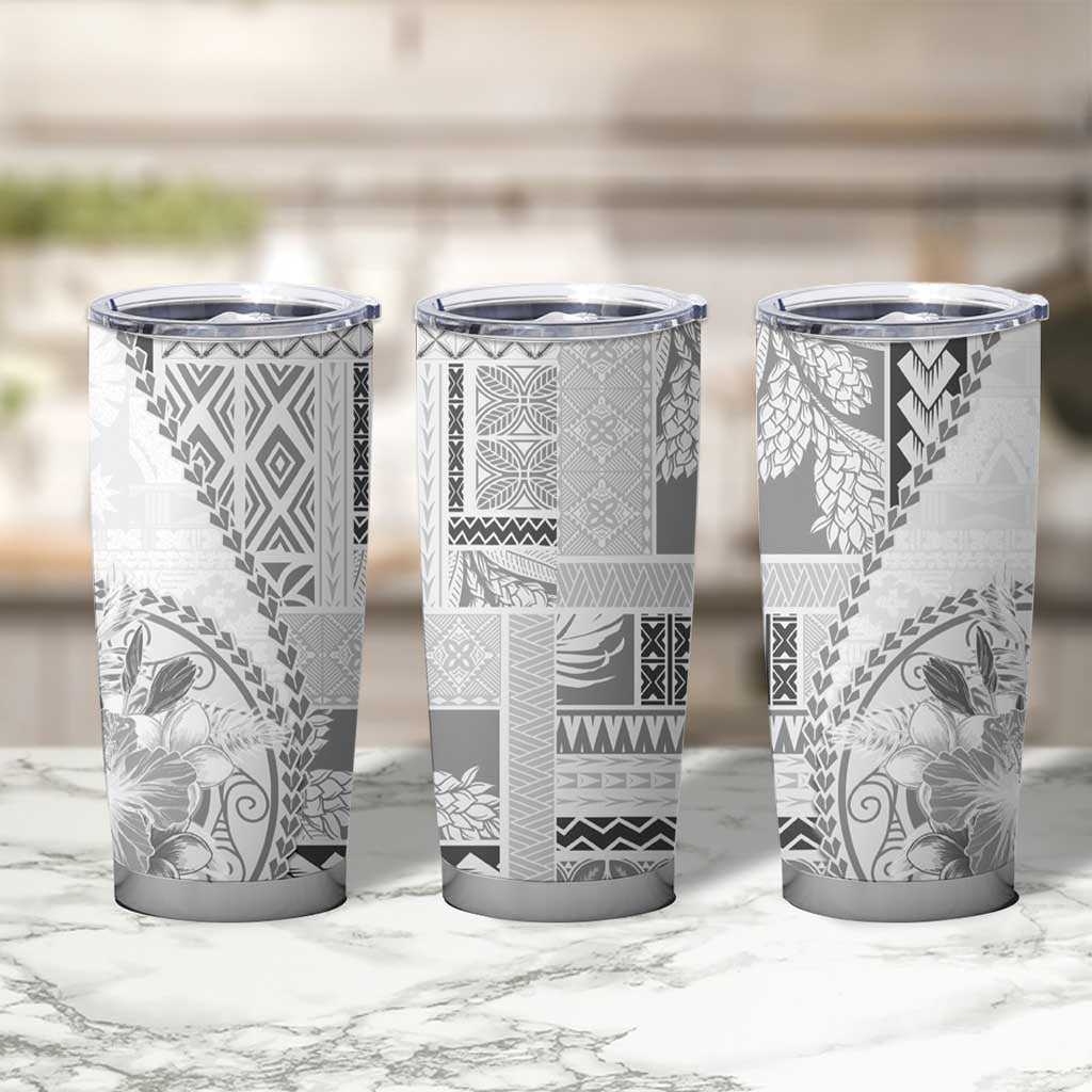 Samoa Siapo Elegant Tumbler Cup Hibiscus White Motifs - Polynesian Pride