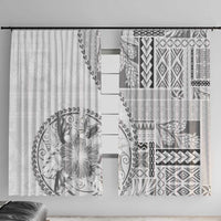 Samoa Siapo Elegant Window Curtain Hibiscus White Motifs - Polynesian Pride