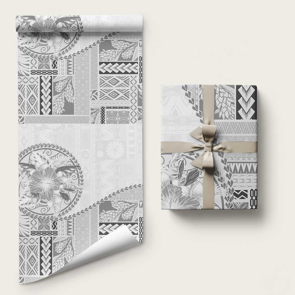 Samoa Siapo Elegant Wrapping Paper Hibiscus White Motifs - Polynesian Pride