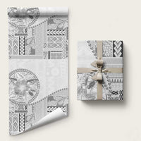 Samoa Siapo Elegant Wrapping Paper Hibiscus White Motifs - Polynesian Pride