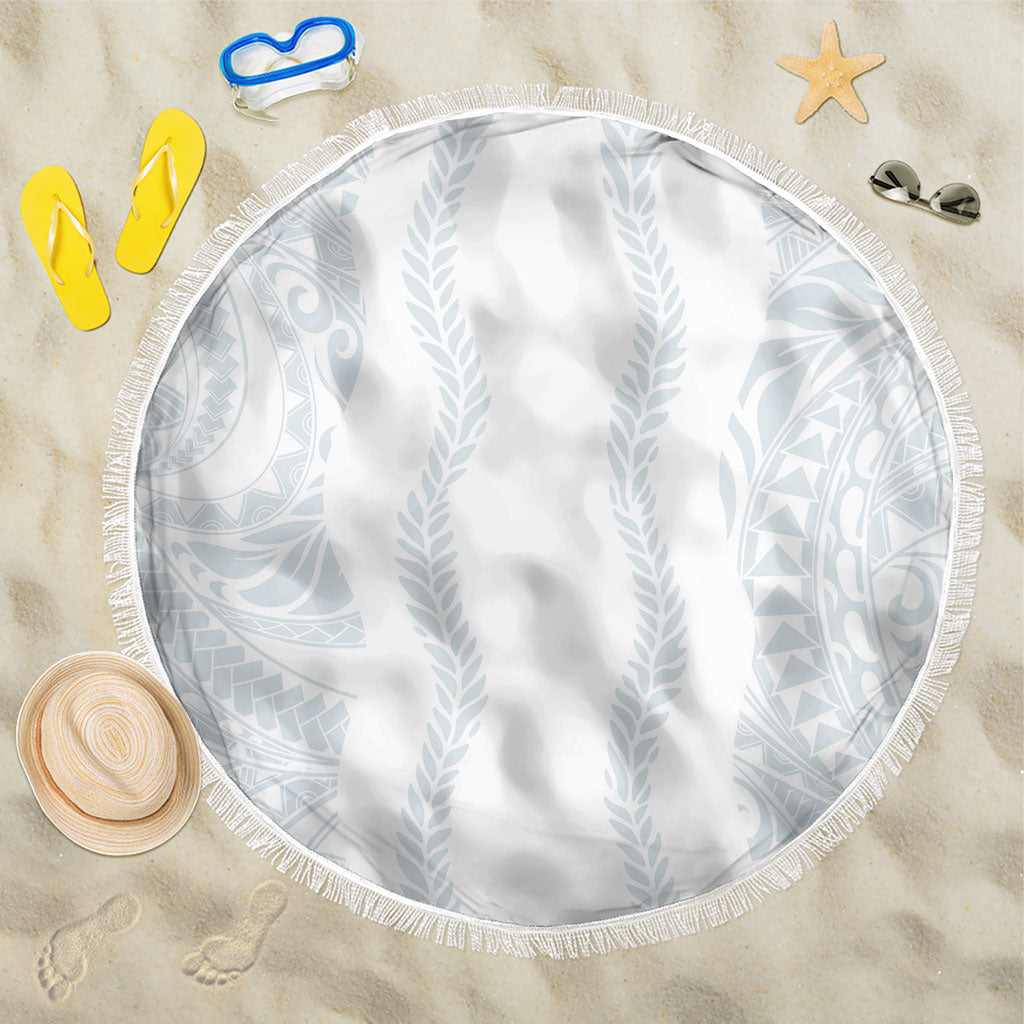Samoa Lotu Tamaiti Beach Blanket Teuila With Tribal Motifs LT05 One Size 150cm White - Polynesian Pride