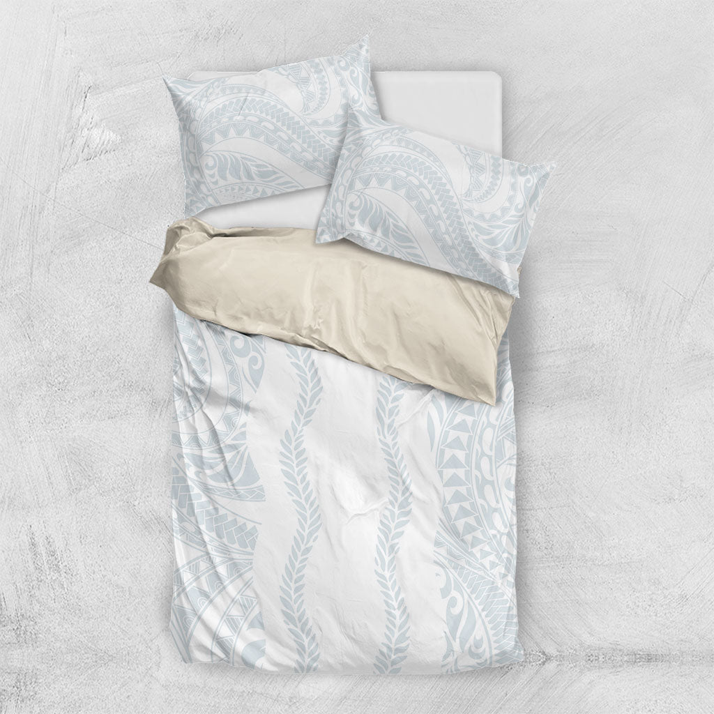 Samoa Lotu Tamaiti Bedding Set Teuila With Tribal Motifs LT05 US Twin 172cm x 218cm White - Polynesian Pride