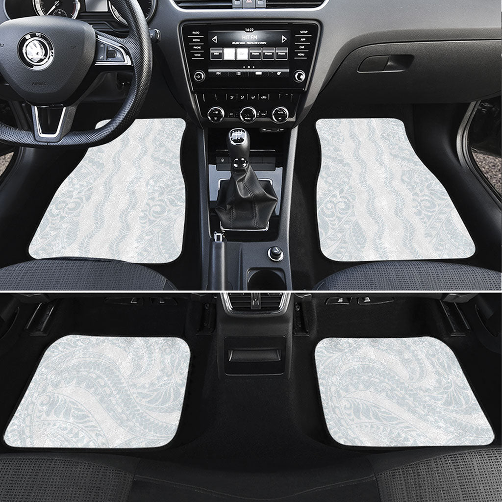 Samoa Lotu Tamaiti Car Mats Teuila With Tribal Motifs LT05 Set 4pcs White - Polynesian Pride