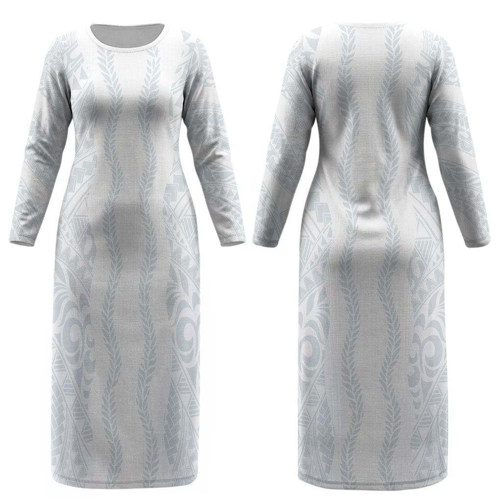 Samoa Lotu Tamaiti Couples Matching Long Sleeve Bodycon Dress and Long Sleeve Button Shirt Teuila With Tribal Motifs LT05 - Polynesian Pride