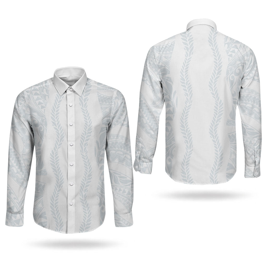 Samoa Lotu Tamaiti Couples Matching Off Shoulder Maxi Dress and Long Sleeve Button Shirt Teuila With Tribal Motifs LT05 - Polynesian Pride