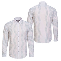 Samoa Lotu Tamaiti Family Matching Long Sleeve Bodycon Dress and Hawaiian Shirt Teuila With Tribal Motifs LT05 Dad's Shirt - Long Sleeve White - Polynesian Pride