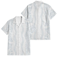 Samoa Lotu Tamaiti Family Matching Mermaid Dress and Hawaiian Shirt Teuila With Tribal Motifs LT05 Dad's Shirt - Short Sleeve White - Polynesian Pride