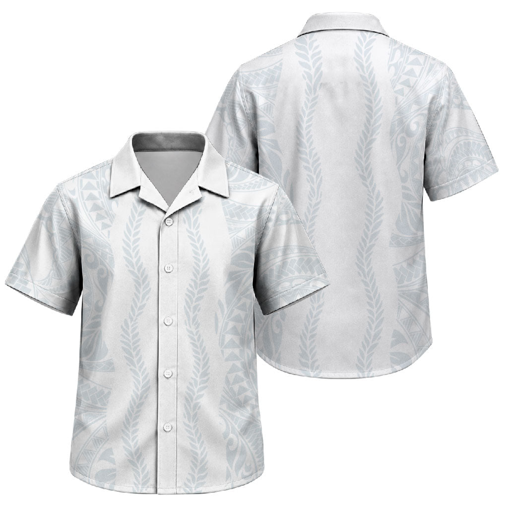 Samoa Lotu Tamaiti Family Matching Mermaid Dress and Hawaiian Shirt Teuila With Tribal Motifs LT05 Son's Shirt White - Polynesian Pride