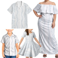 Samoa Lotu Tamaiti Family Matching Off Shoulder Maxi Dress and Hawaiian Shirt Teuila With Tribal Motifs LT05 - Polynesian Pride