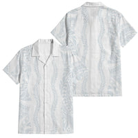 Samoa Lotu Tamaiti Family Matching Off Shoulder Maxi Dress and Hawaiian Shirt Teuila With Tribal Motifs LT05 Dad's Shirt - Short Sleeve White - Polynesian Pride