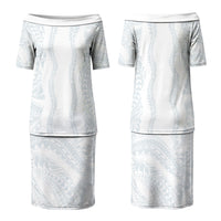 Samoa Lotu Tamaiti Family Matching Puletasi and Hawaiian Shirt Teuila With Tribal Motifs LT05 Mom's Dress White - Polynesian Pride