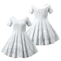 Samoa Lotu Tamaiti Family Matching Puletasi and Hawaiian Shirt Teuila With Tribal Motifs LT05 Daughter's Dress White - Polynesian Pride
