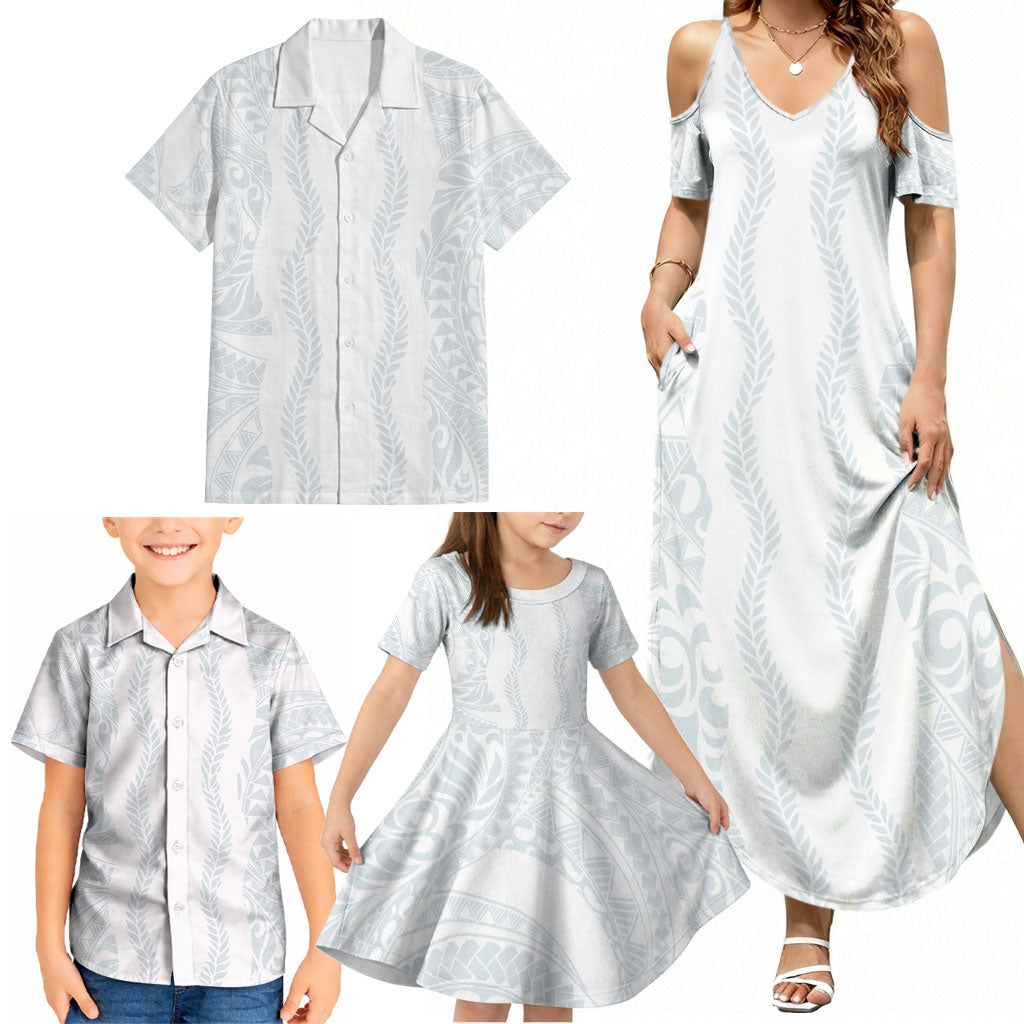 Samoa Lotu Tamaiti Family Matching Summer Maxi Dress and Hawaiian Shirt Teuila With Tribal Motifs LT05 - Polynesian Pride