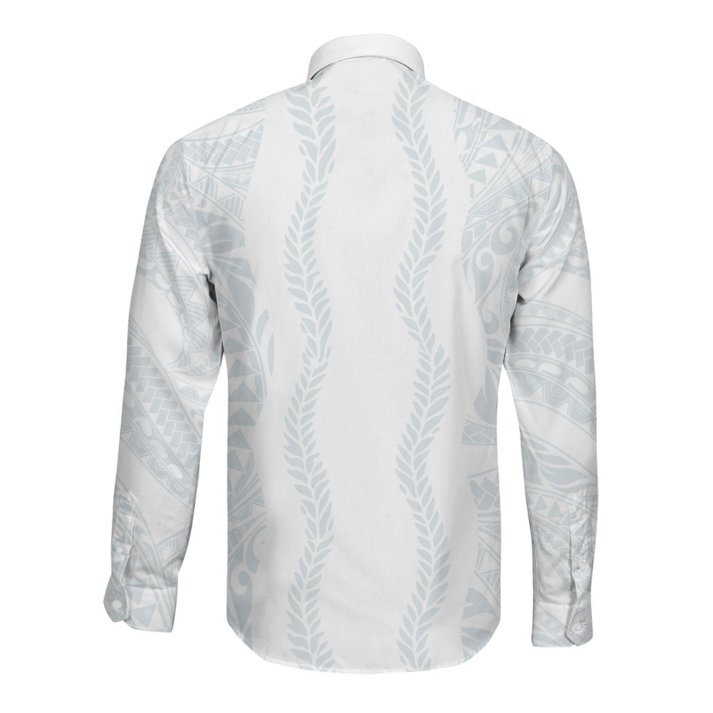 Samoa Lotu Tamaiti Long Sleeve Button Shirt Teuila With Tribal Motifs LT05 - Polynesian Pride