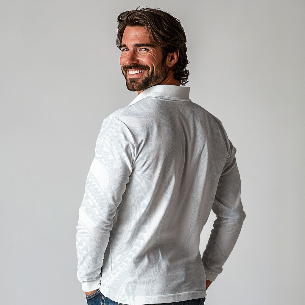 Samoa Lotu Tamaiti Long Sleeve Polo Shirt Teuila With Tribal Motifs LT05 - Polynesian Pride