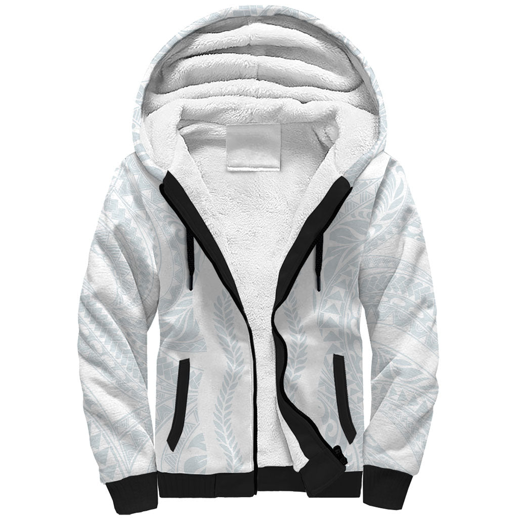 Samoa Lotu Tamaiti Sherpa Hoodie Teuila With Tribal Motifs LT05 Unisex White - Polynesian Pride