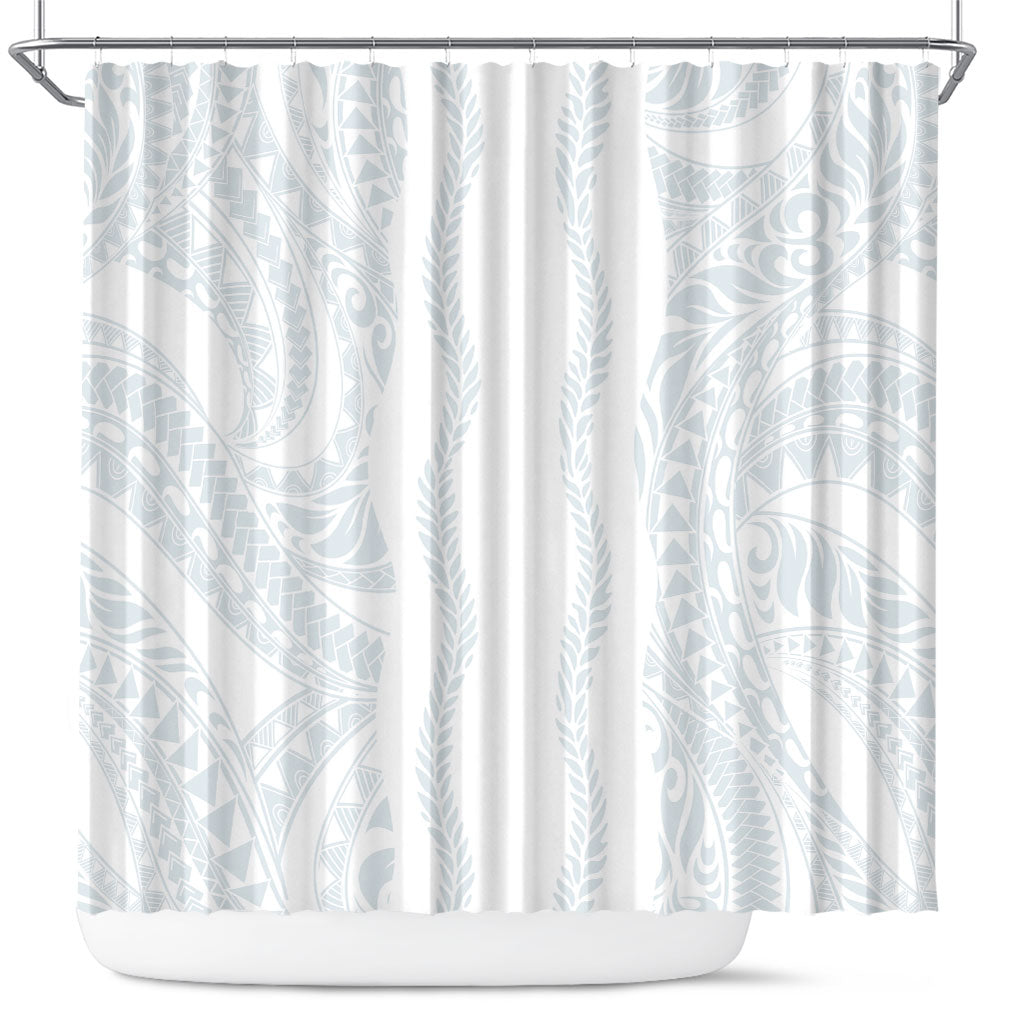 Samoa Lotu Tamaiti Shower Curtain Teuila With Tribal Motifs LT05 White - Polynesian Pride